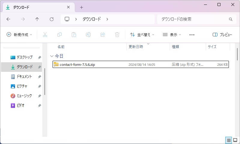 プラグインデータ（zip形式）がダウンロードされる