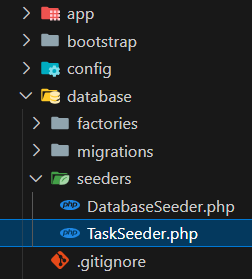 TaskSeeder.phpが生成される