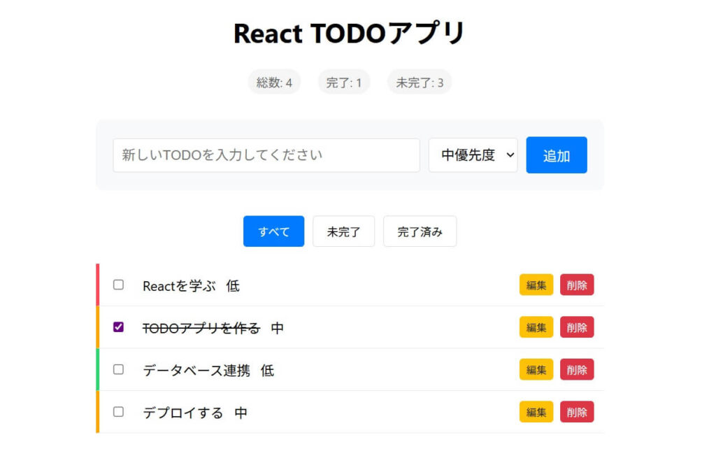 TODOアプリ(基本編)完成イメージ